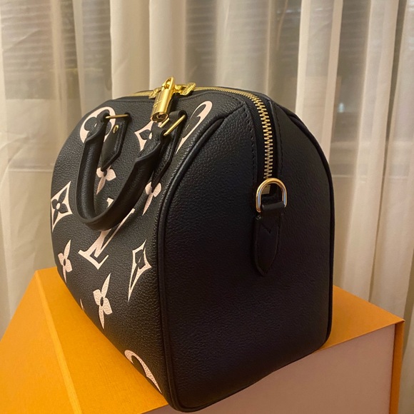 Louis Vuitton Speedy Bandouliere Leather Handbag Black/Beige - Picture 2 of 13